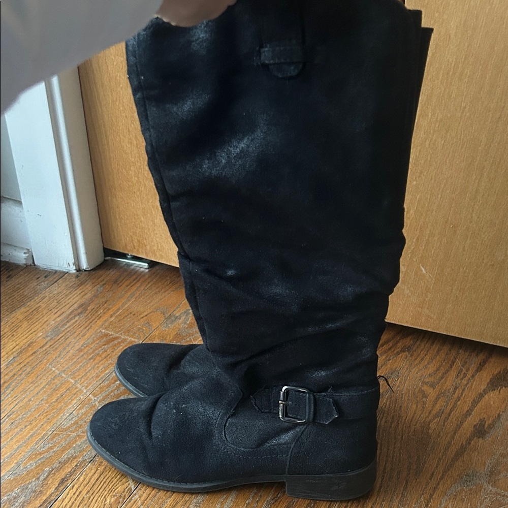 Mossimo Supply Co. Black Suede-Look Knee-High Buckle Boots (item12)